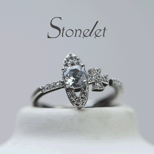 Stonelet Saturn Sparkling Ring Adjustable Planet Inspired Chic Unique Elegant Dainty Couple Date Gift Accessory